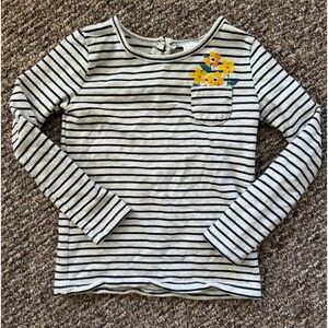 Girls Carter Navy Blue and White / Light Gray Striped Long Sleeve top Size 6/6x